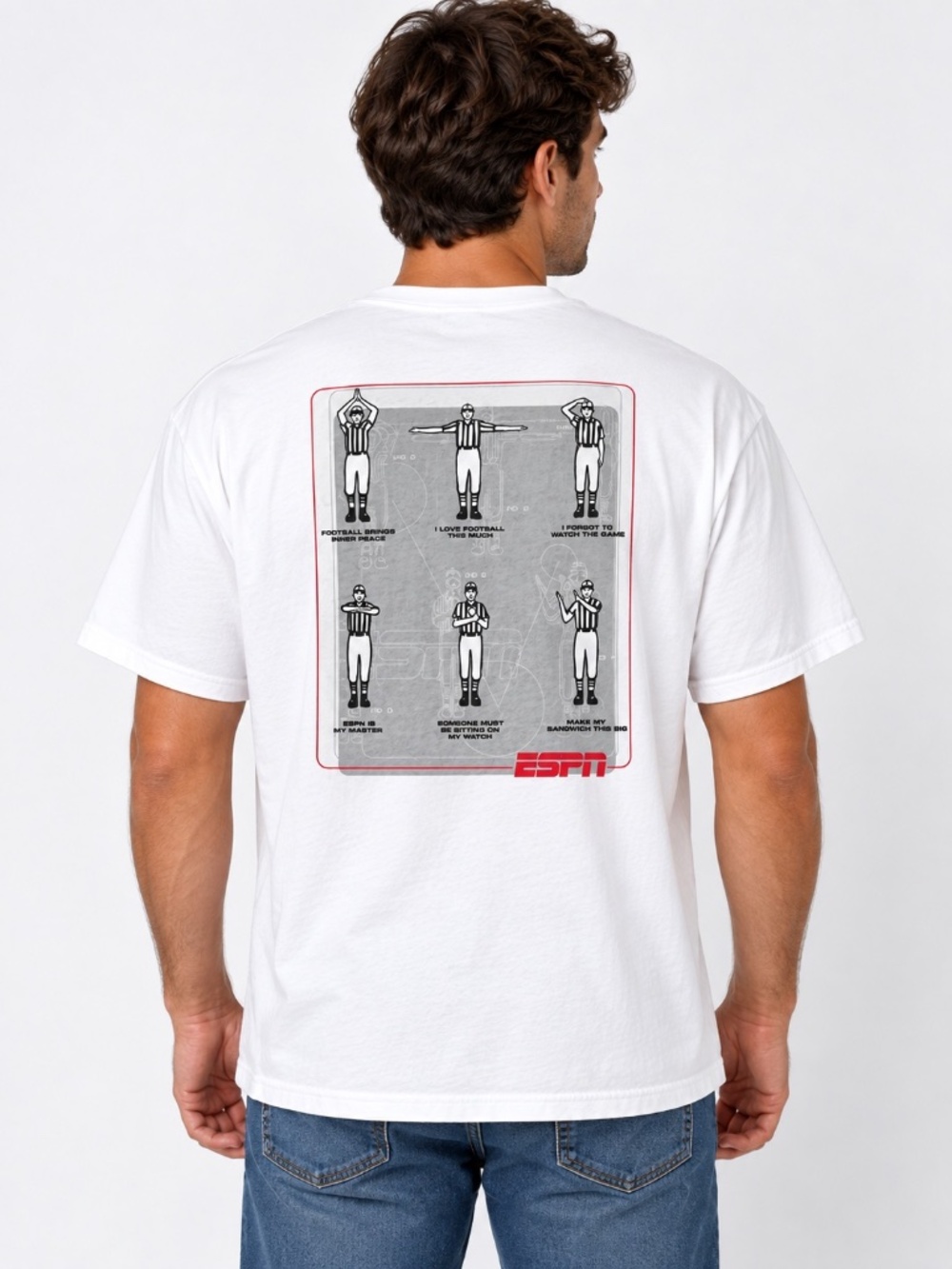 ESPN Men’s 2XL White Football Referee Signals Graphic T-Shirt Short Sleeve - Picture 4 of 11